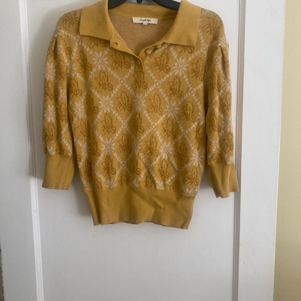 Elegant Mustard Floral Sweater